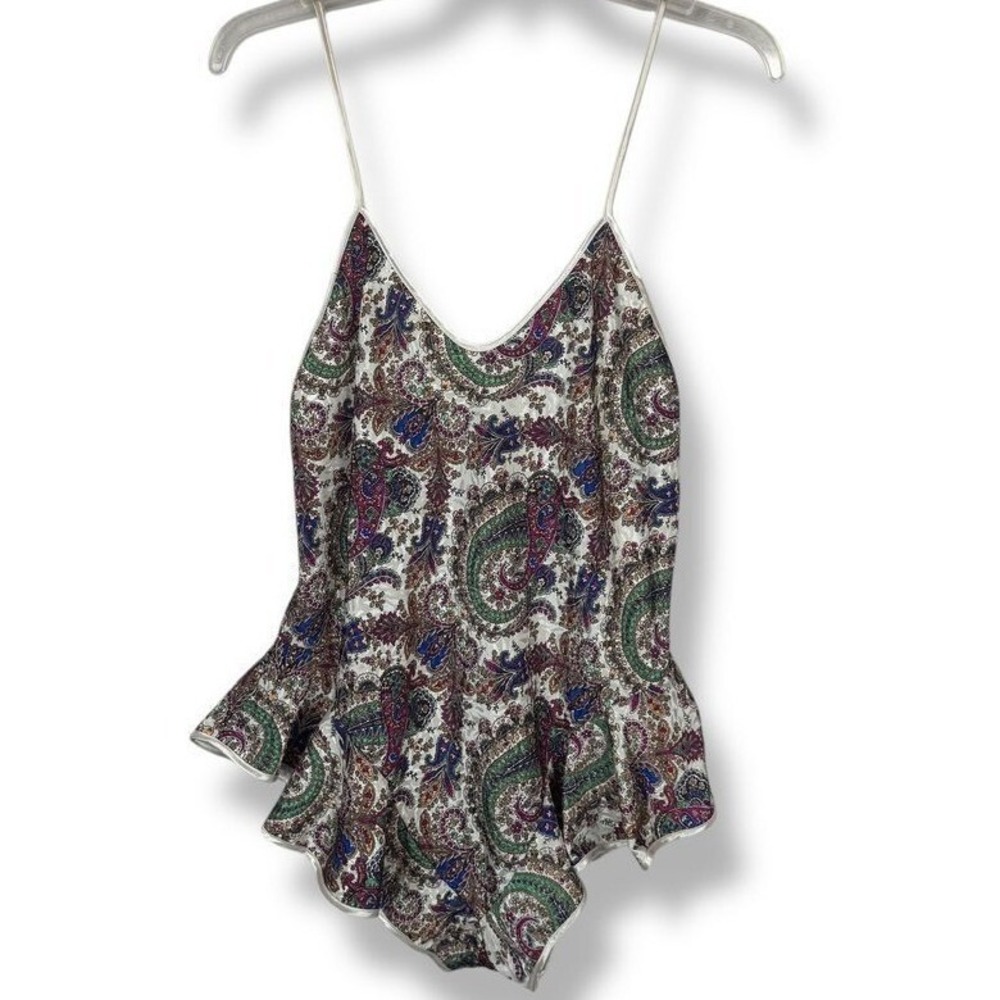 Vintage Escapades Satin Bodysuit Womens Size Small Boudoir Paisley Pin‎ Up
